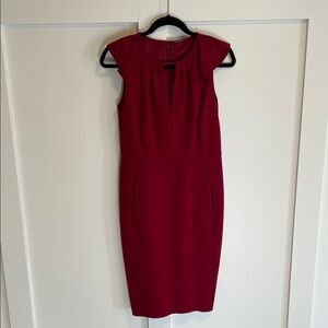 Elie Tahari Burgundy Cap Sleeve Midi Dress